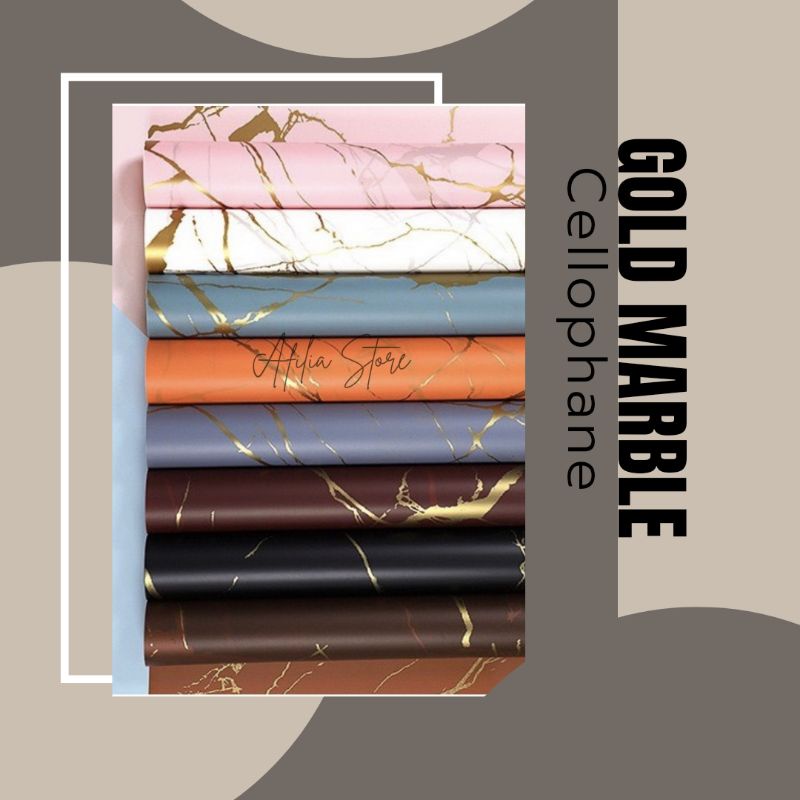 

(5 LEMBAR) WRAPPING PAPER GOLD MARBLE CELLOPHANE