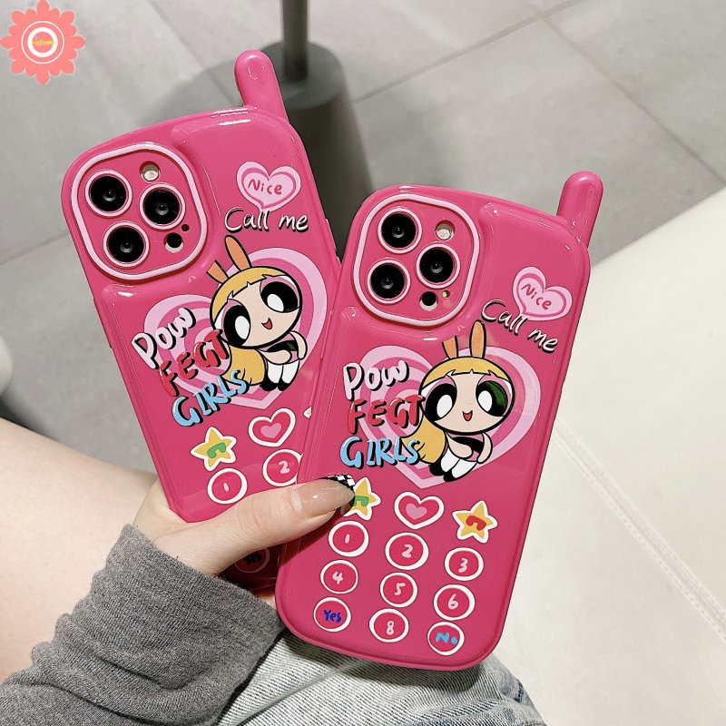 Soft Case Desain Kartun Powerpuff Girls Heart Gaya Retro Vintage Untuk iPhone 11 12 13 14 Pro MAX 14 7 8 Plus XR X XS MAX