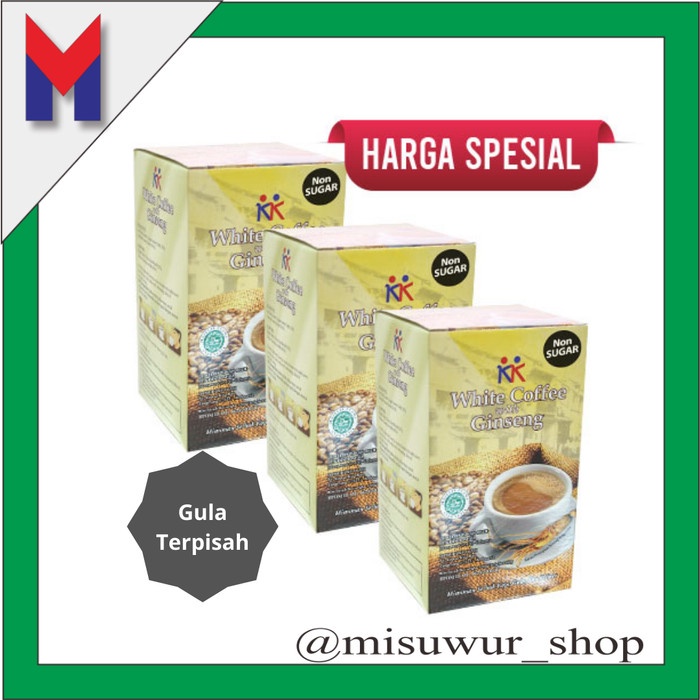 

3 BOX WHITE COFFEE WITH GINSENG KOPI GINGSENG HERBAL KK INDONESIA