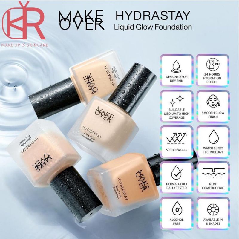 [ORIGINAL] MAKE OVER Hydrastay Glow Fluid Foundation / Alas Bedak Make Over untuk kulit kering