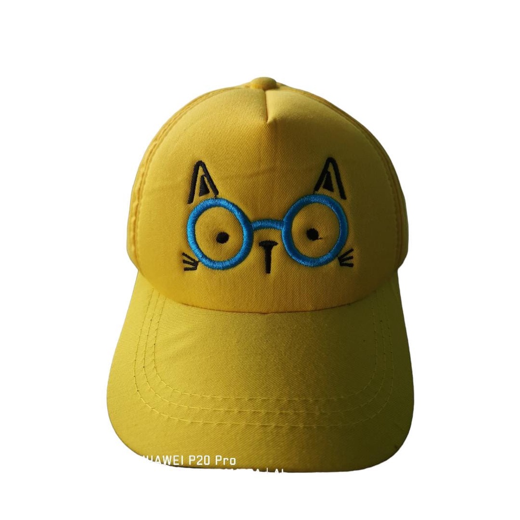 TOPI ANAK Bordir Kacamata Kucing / TOPI ANAK BORDIR KACAMATA