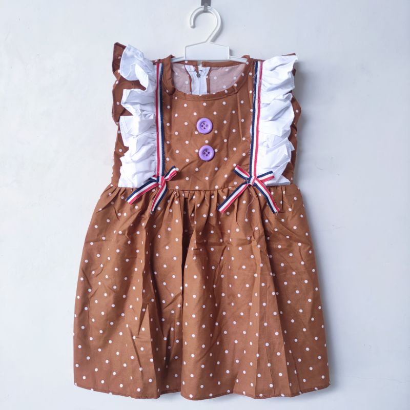 Dress Anak 2 3 Tahun Anak Cewek Perempuan Polka Ruffle viral kekinian terbaru FatonahShop