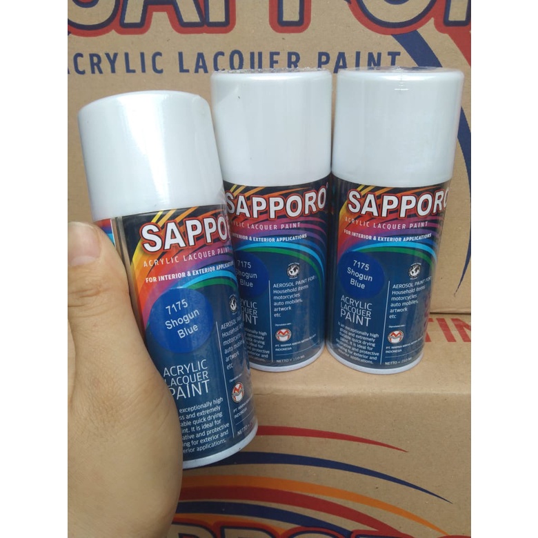 saporo acrylic lacquer paint pilok pilox cat spray sapporo 150ml saporo 7175 Shogun blue biru shogun biru metallic biru 150ml