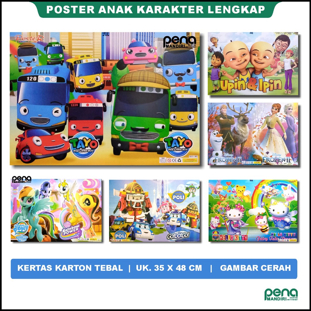 Poster Anak Karakter Kartun Edukasi Murah