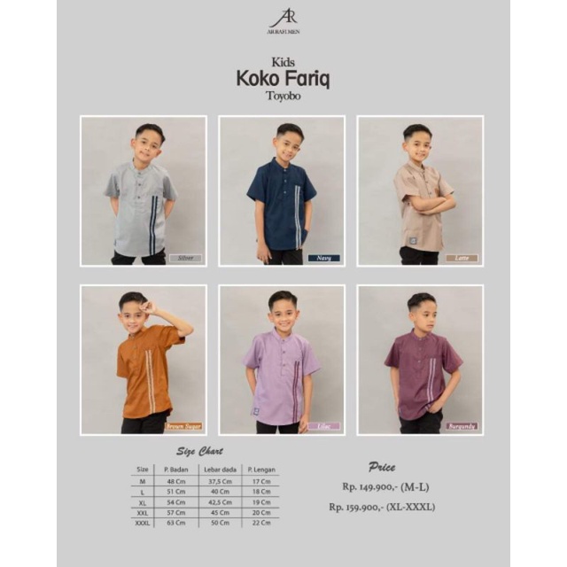 COUPLE IDUL FITRI KOKO FARIQ BY ARRAFI MEN ATASAN ANAK COWO BAJU LEBARAN FASHION MUSLIM KIDS BAYAR C