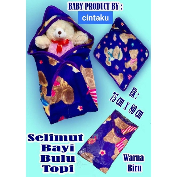 selimut bayi bulu topi / selimut bayi bulu topi merk cintaku