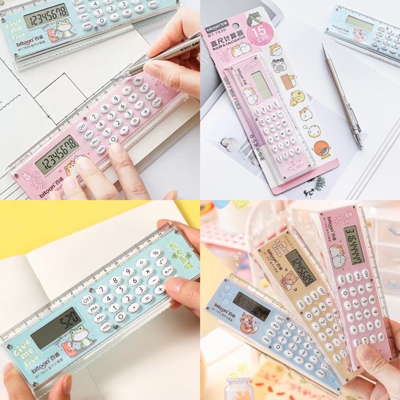 mini calculator ruler penggaris kalkultor imut