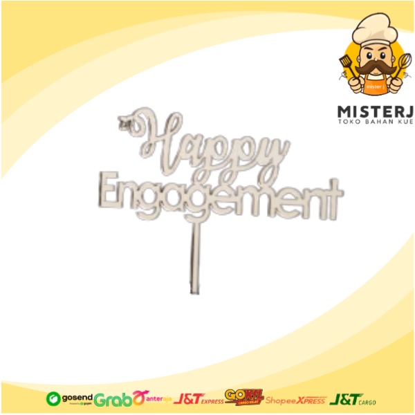 Topper Happy Engagement | Topper Lamaran | Hiasan Topper Kue Tart | Dessert
