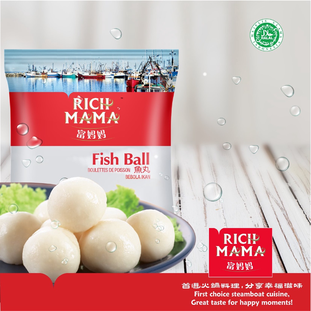 Frozen Seafood Rich Mama Fish Ball 200 gr Bakso Ikan Suki Steamboat Import Halal