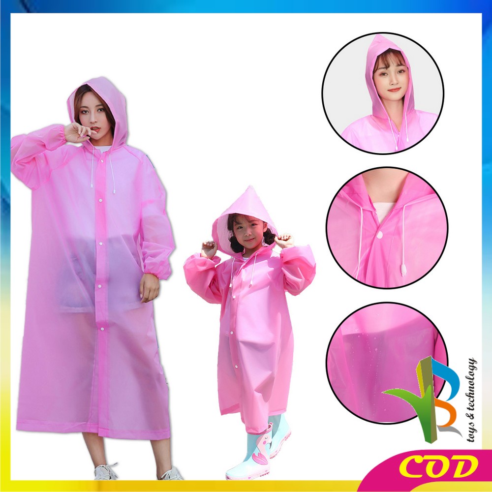 RB-C412 C413 Jas Hujan Terusan Bahan EVA RAINCOAT Mantel Hujan Anak Dan Dewasa Semi Transparan Polos Murah Import Berkualitas