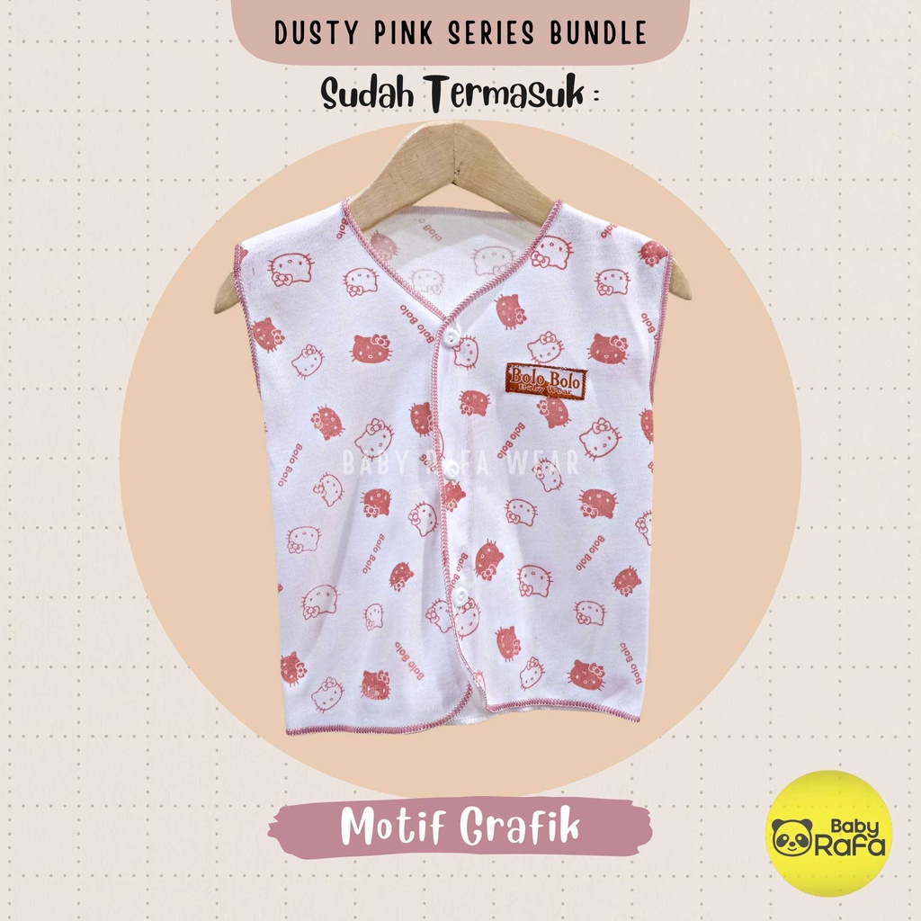 Serian Dusty - 3 pcs Baju Bayi Kutung Bayi Baru Lahir 0 sd 3 Bulan Pink Dusty Series merk SNI Bolo - Bolo