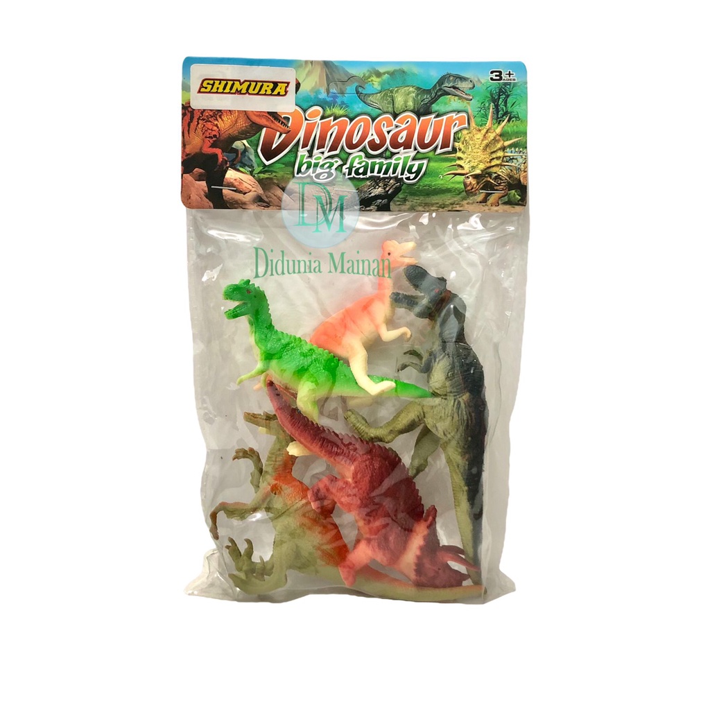 Mainan dinosaurus karet figure miniatur dino world dinosaur set 5 pcs