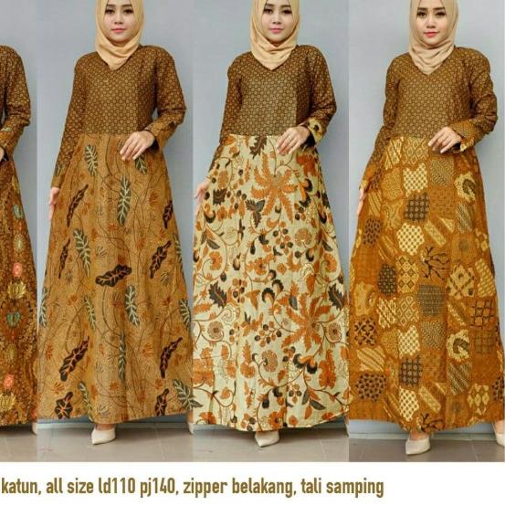 Batik Solo Gamis Duao Sogan All Size Batik Amanah Surakarta