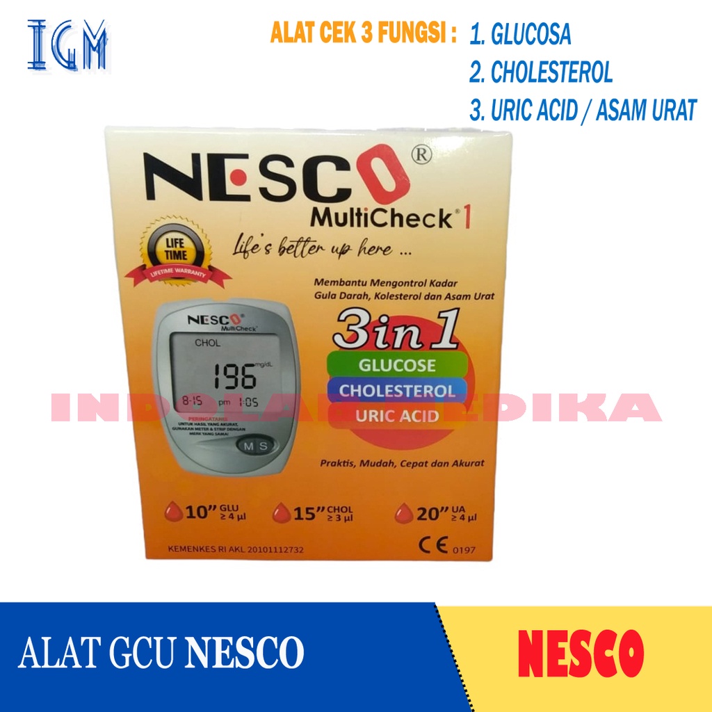 ALAT GCU NESCO | ALAT TES GULA DARAH, KOLESTEROL, ASAM URAT MERK NESCO