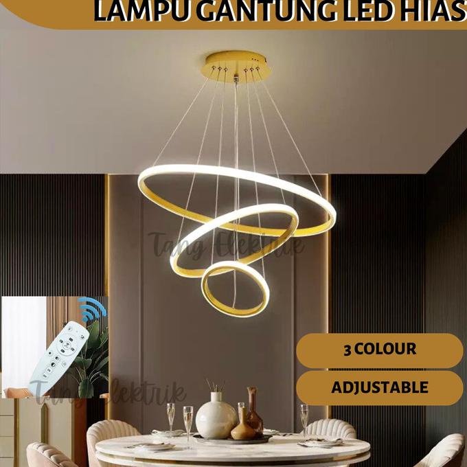 LAMPU GANTUNG CINCIN LED 3 RING LED LINGKAR 60W / LAMPU GANTUNG HIAS terupdate