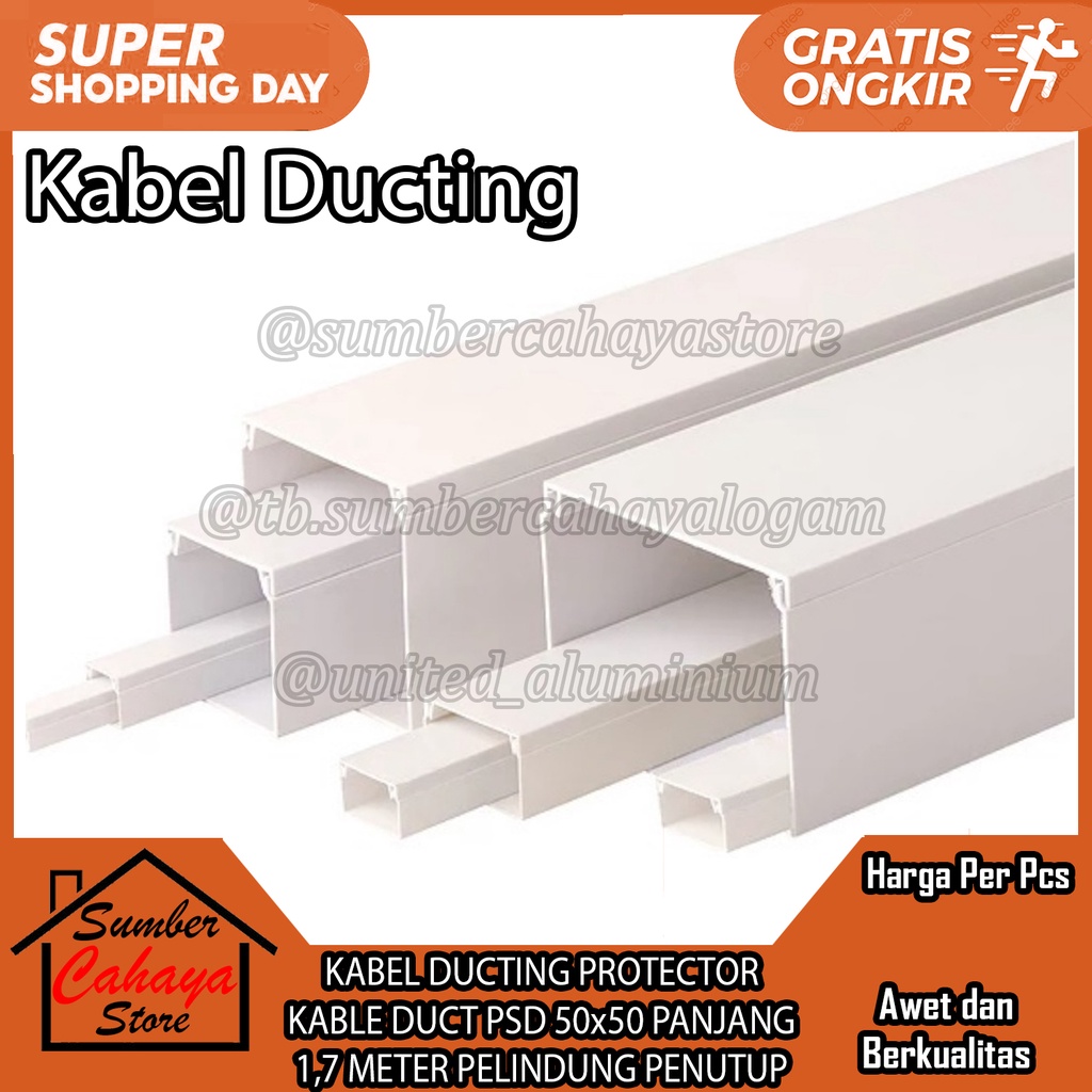 Jual Kabel Ducting Protector Kable Duct Psd 50x50 Panjang 17 Meter