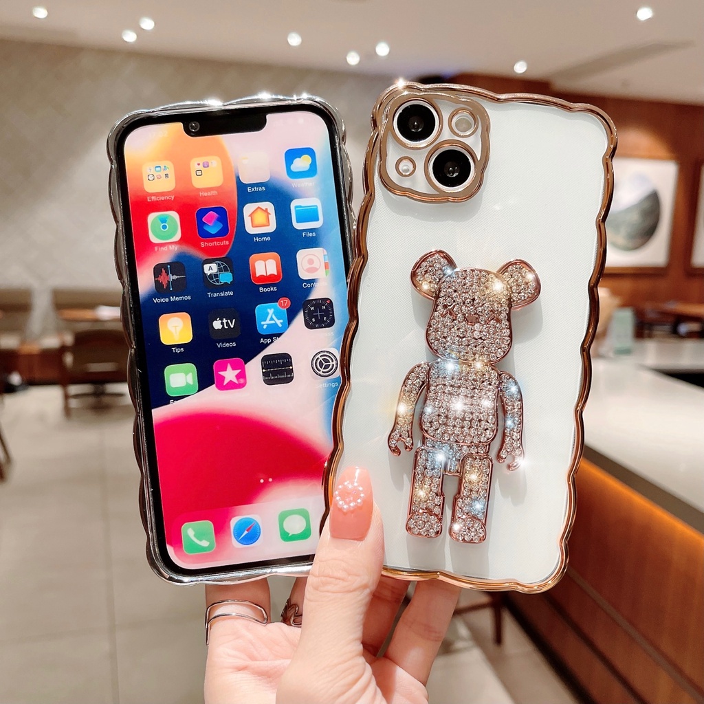 Soft Case Transparan Motif Beruang 3D Untuk Iphone 14 Pro Max 14 13 12 11 Pro Max Xs Max xr 8 7 Plus