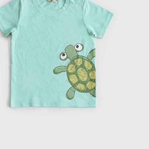 Baju Pendek Bayi / Kaos Anak / I Am Cotton Casual Slub - Turtle, 9 bulan