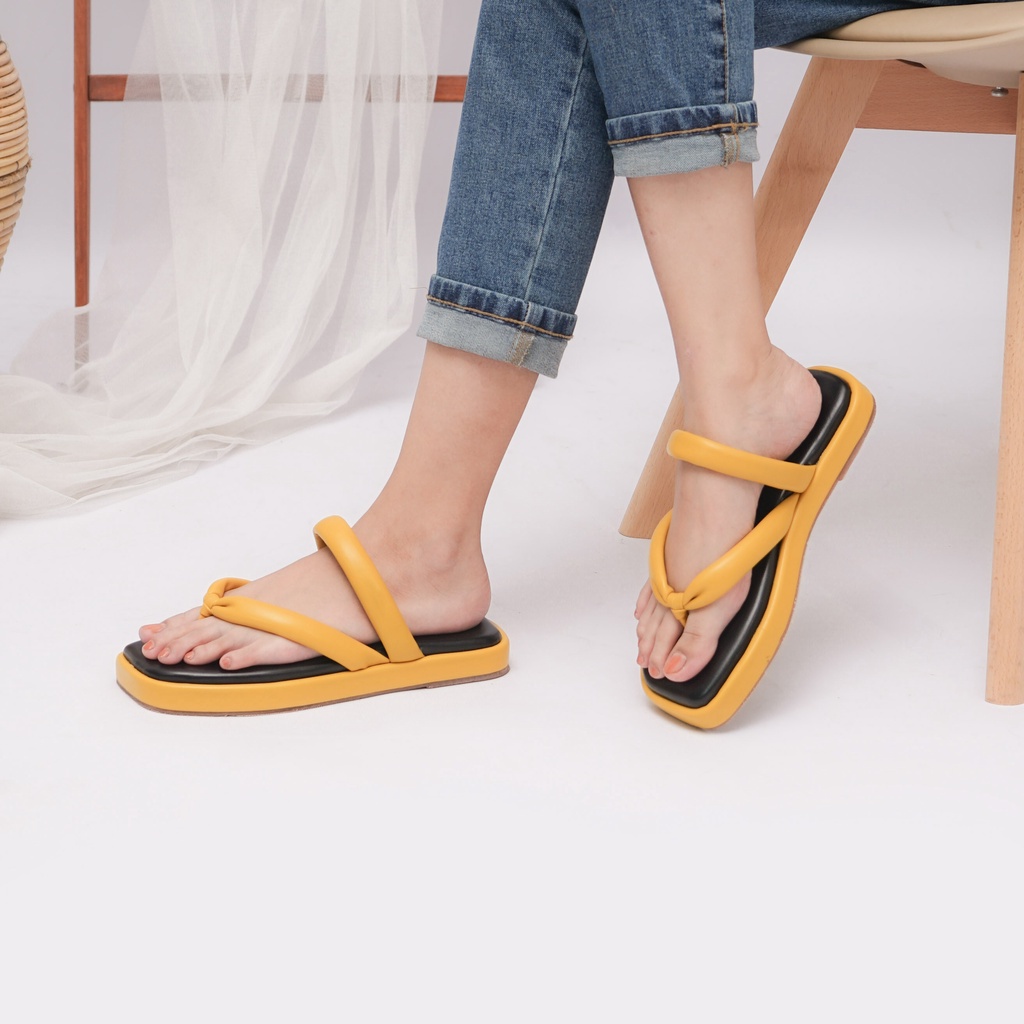 Dunkenstock RISSA Sandal Jepit Wanita Sendal Tali Cewek Casual Sol Flatform Tanpa Hak Kekinian