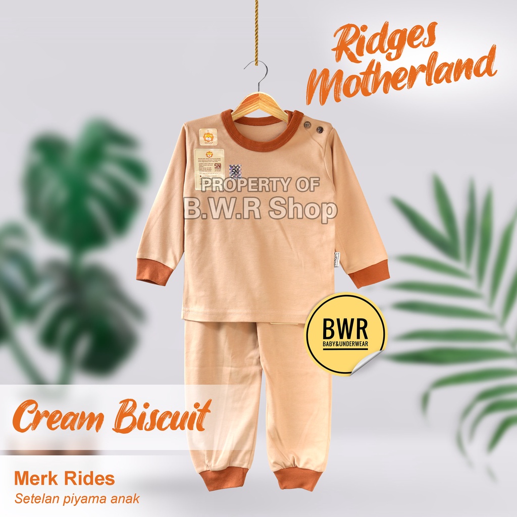 Setelan Anak Ridges PANJANG Motherland Polos / Setelan Piyama Baju Tidur Anak Harian Warna Unisex | Bwr