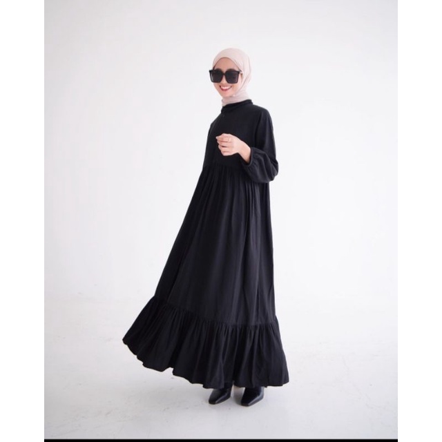 GAMIS HITAM PREMIUM | BAHAN RAYON TWILL [ LIMITED ] GHIANA BLACK