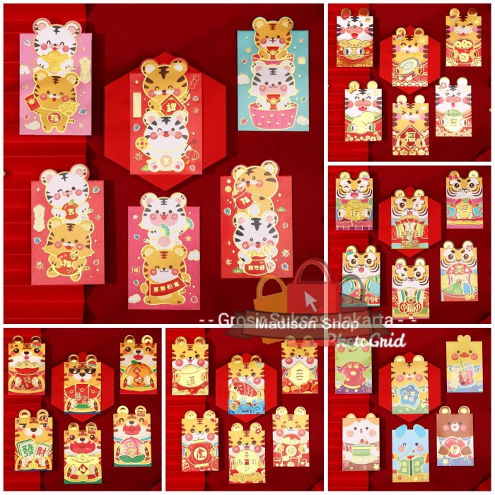 

Angpao MACAN 2022 PENDEK KUPING Ampao Sincia Angpau Merah Murah Grosir -5000