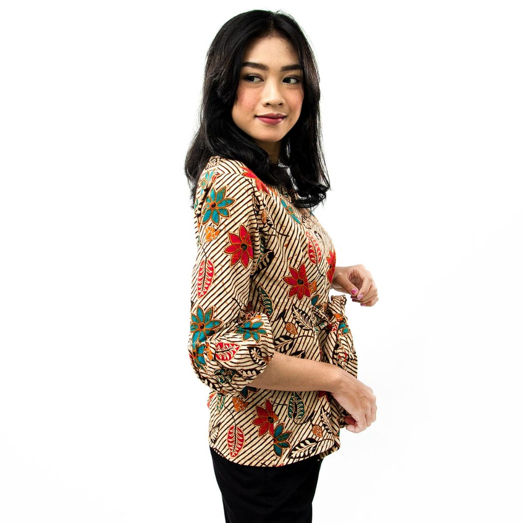 Gloria - Blouse Batik lengan balon  TK-201  075 Sise S-M-L-XL-XXL-3L-4L-5L