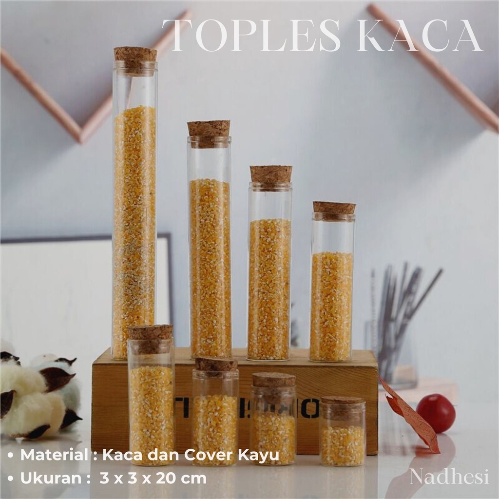 Toples Kaca Kecil Tutup Serat Kayu 110ml
