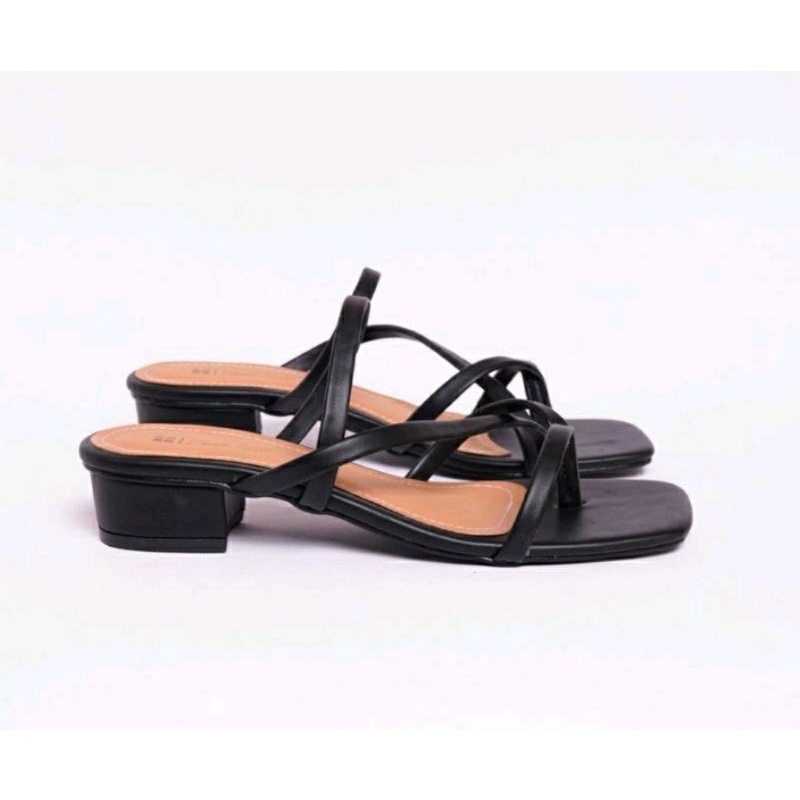 Sandal OVERSIZE Wanita 41.45 Heels 3Cm Kaki Jumbo Cewek Sendal Pesta Big Size 108.Black
