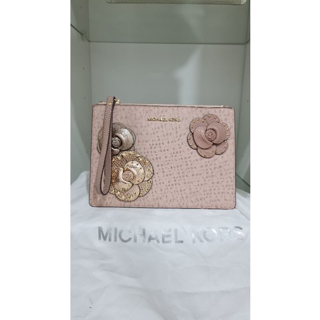 Michael Kors clutch floral pink dompet pesta branded preloved
