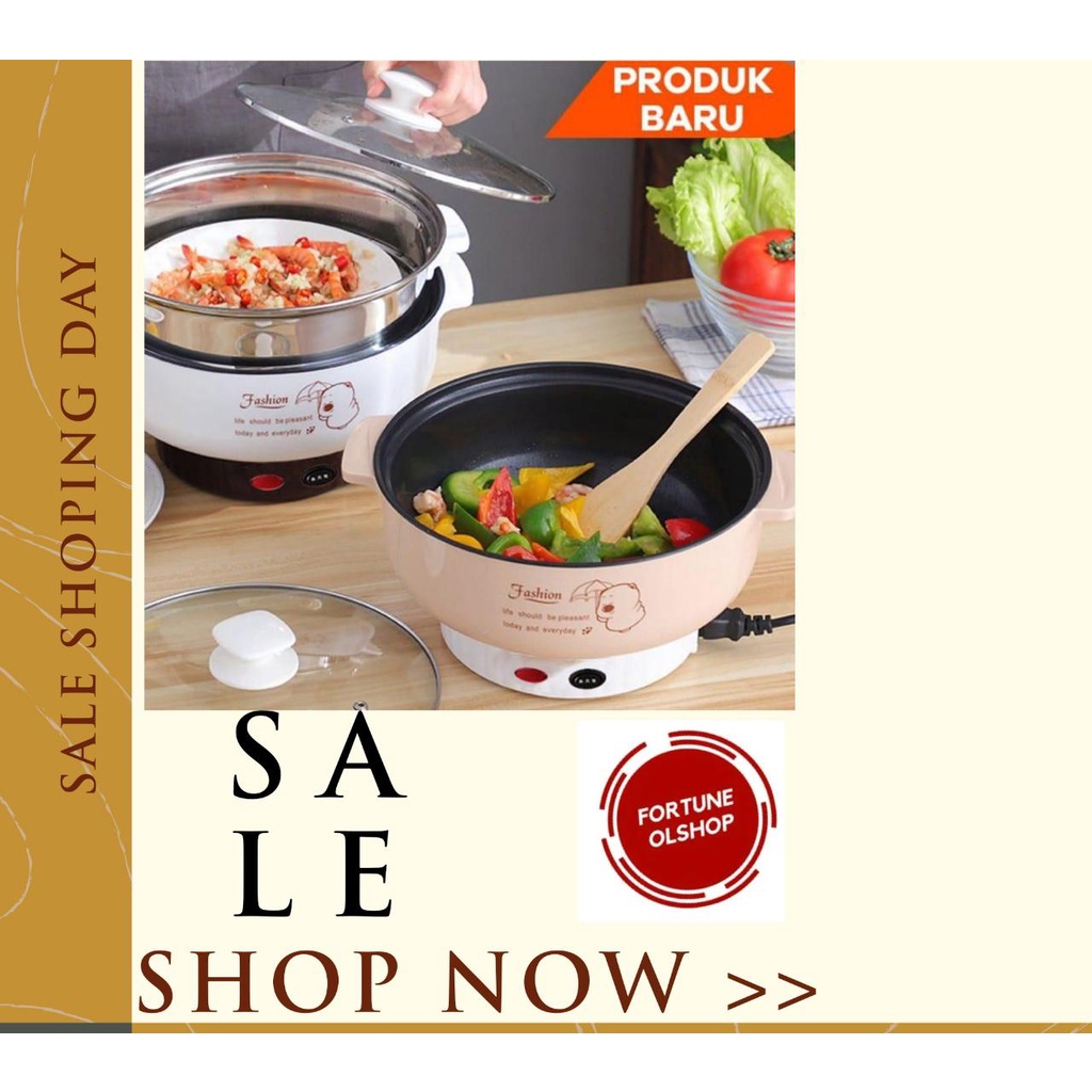 (FO) panci eletrik multifungsi teflon serbaguna 2,4 Liter