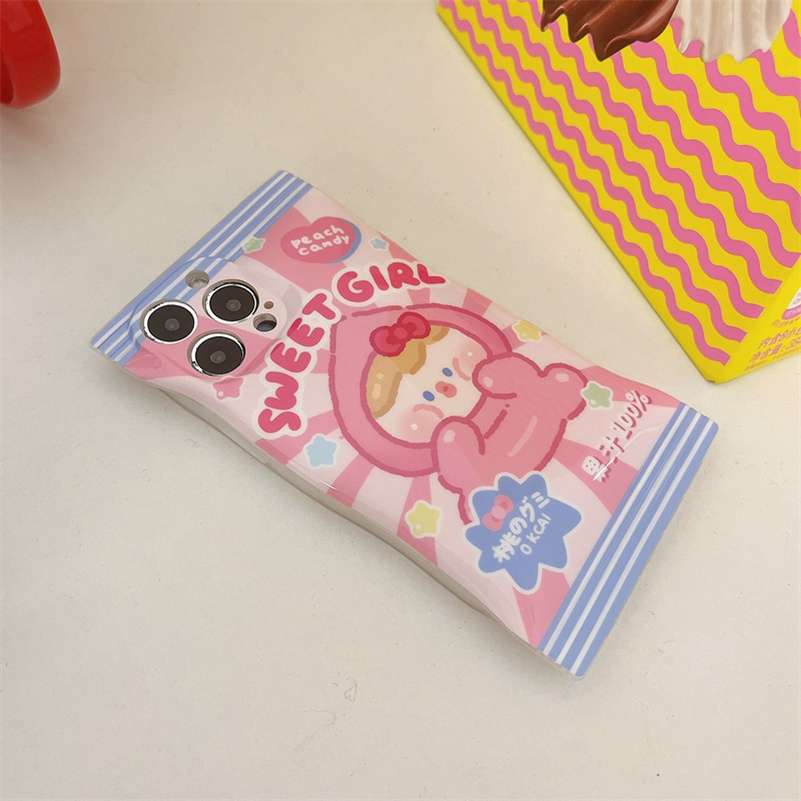 Soft Case Silikon Motif Kartun Permen Pink Untuk iPhone 14 13 12 11 Pro Max X Xr Xs Max 8 7 6 6s Plus