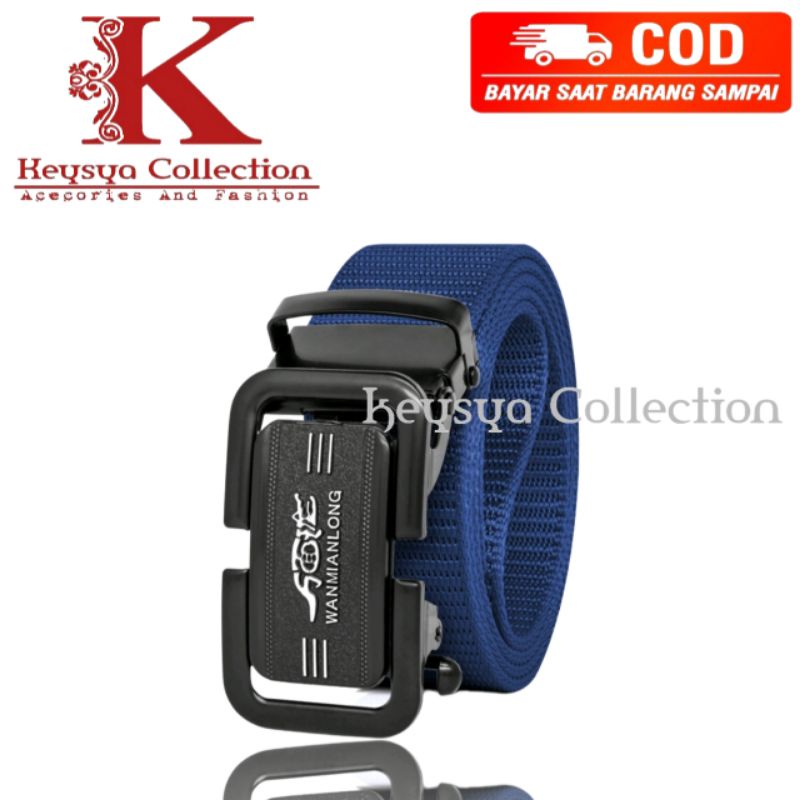 ikat pinggang pria canvas stylish metal men belt detectmor kepala logam ikat pinggang pria panjang