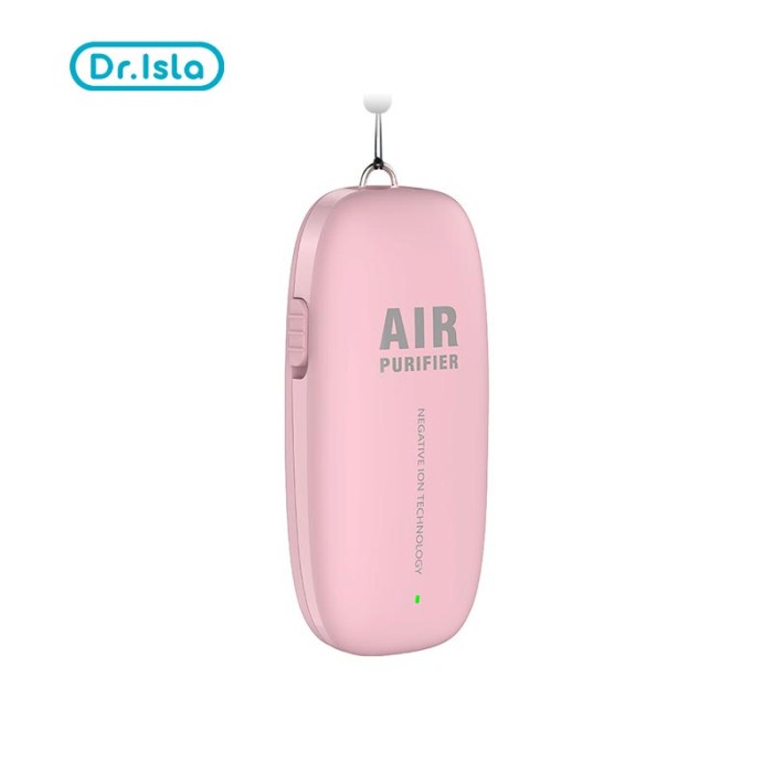 TERBARU Dr.Isla Kalung Air Purifier Necklace Original Ion Pembersih Udara - Merah Muda