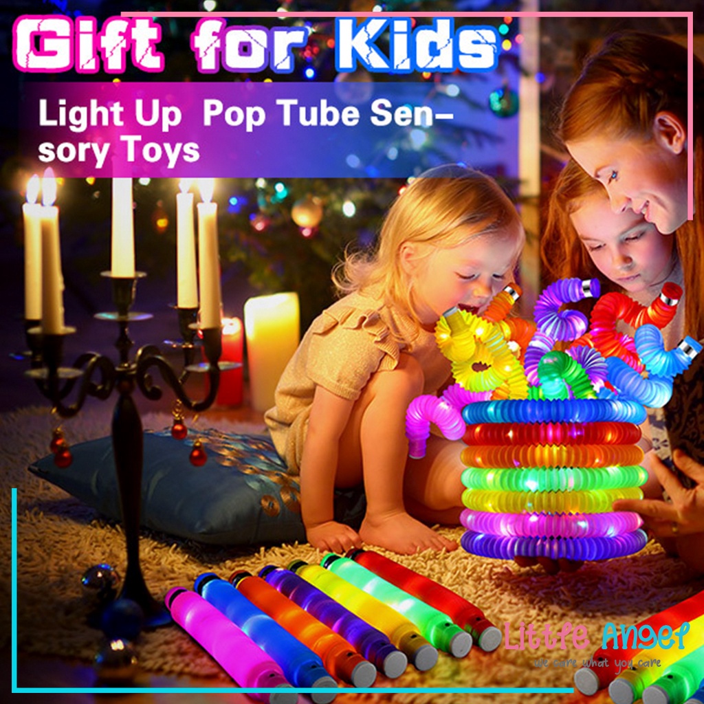 Mainan Edukasi Anak ORIGINAL POP TUBE Puzzle Pipa Stik Selang Kerut POP TUBES PIPES Unicorn Poptubes Sensory Toys Hadiah Mainan