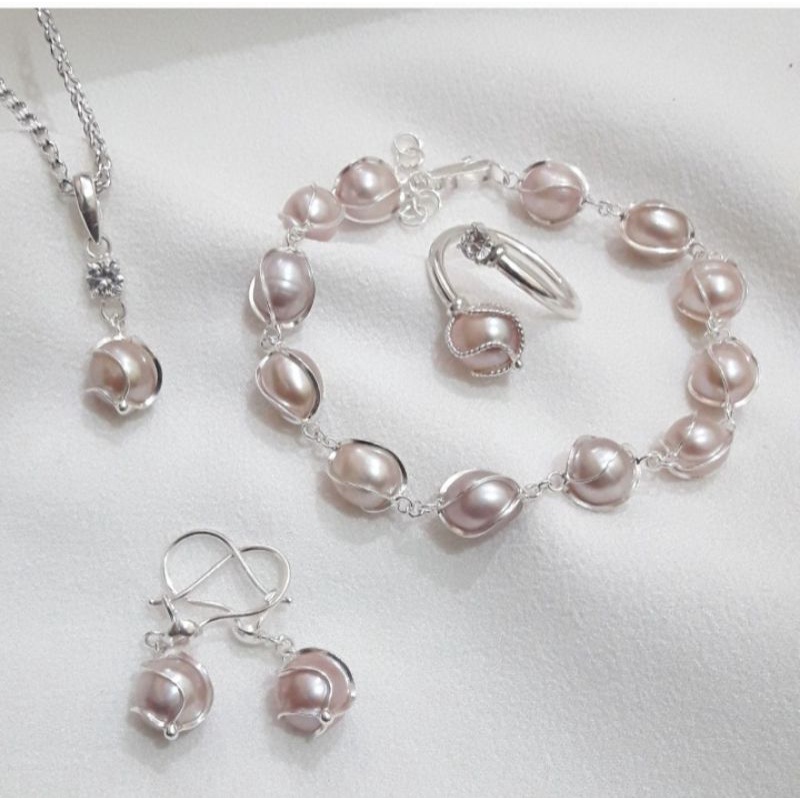 set perak mutiara tawar