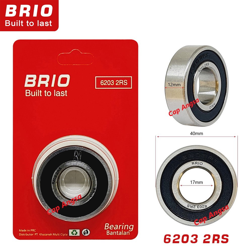 BRIO BEARING 6203 2RS 10pc KLAHER LAHER BERING KLAHAR LAHAR BANTALAN BOLA RODA DEPAN BELAKANG GEAR