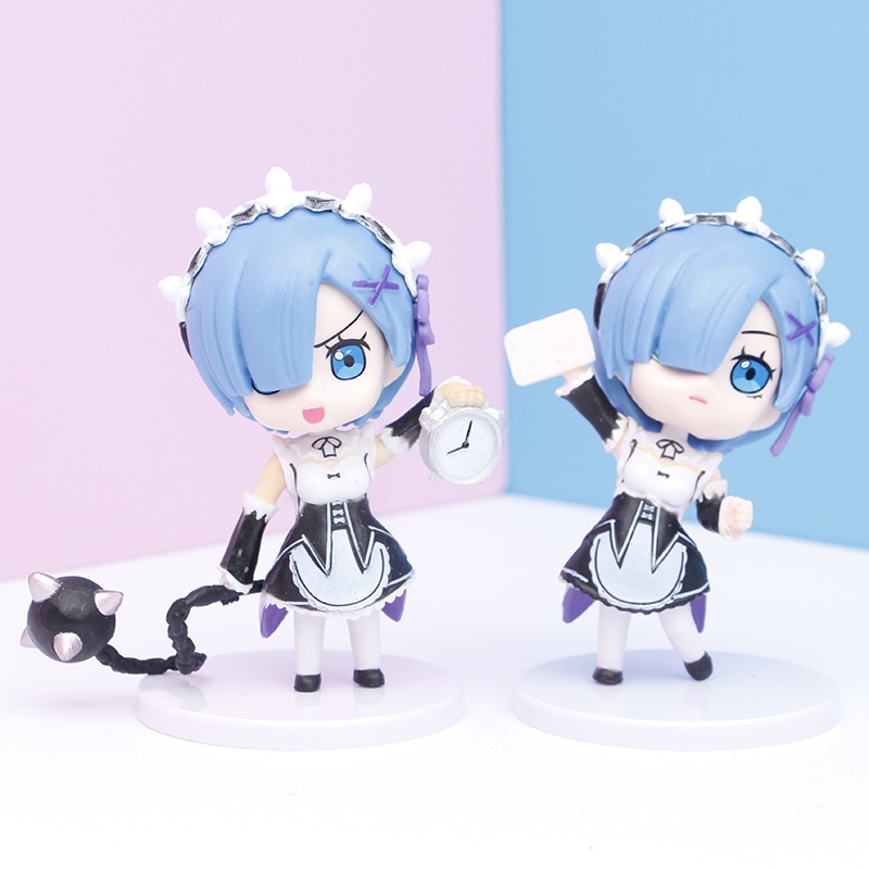 Mainan Action Figure Anime Q posket Rem Emily Apron Maid happy Hardworking Bahan PVC Untuk Koleksi