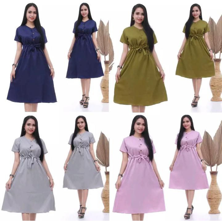 Tunik Atasan Wanita Motif Polos Warna Dress Casual Murah dan Berkualitas - Hitam