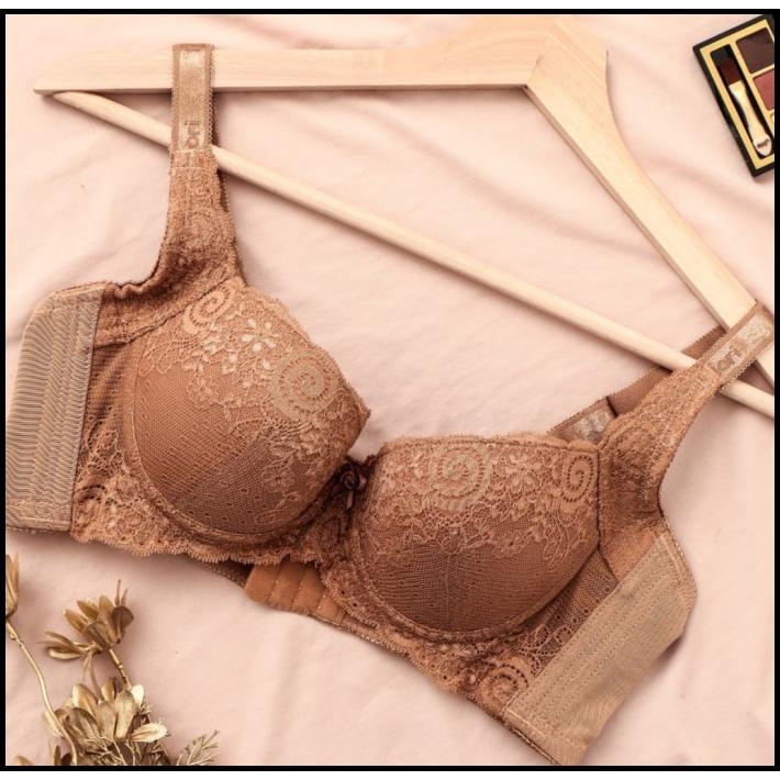 Promo Fiori Bra Bernadet |Bra Kawat Busa Push Up Kait 4 Milk Coffee