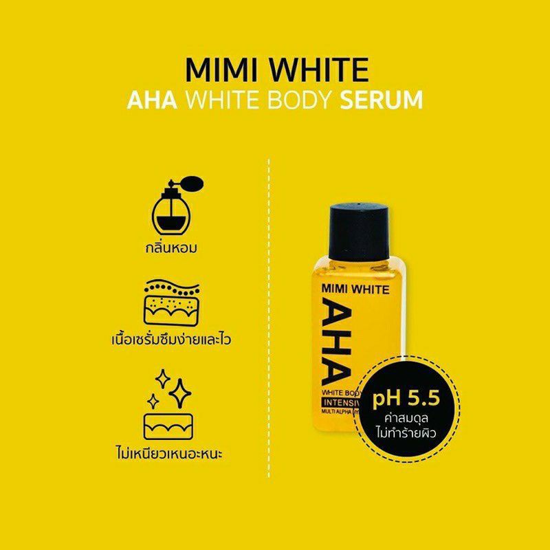 Mimi White AHA White Body Serum 30 ML BPOM- SERUM BADAN - BRIGHT BODY BOOSTER SERUM MIMI WHITE BPOM