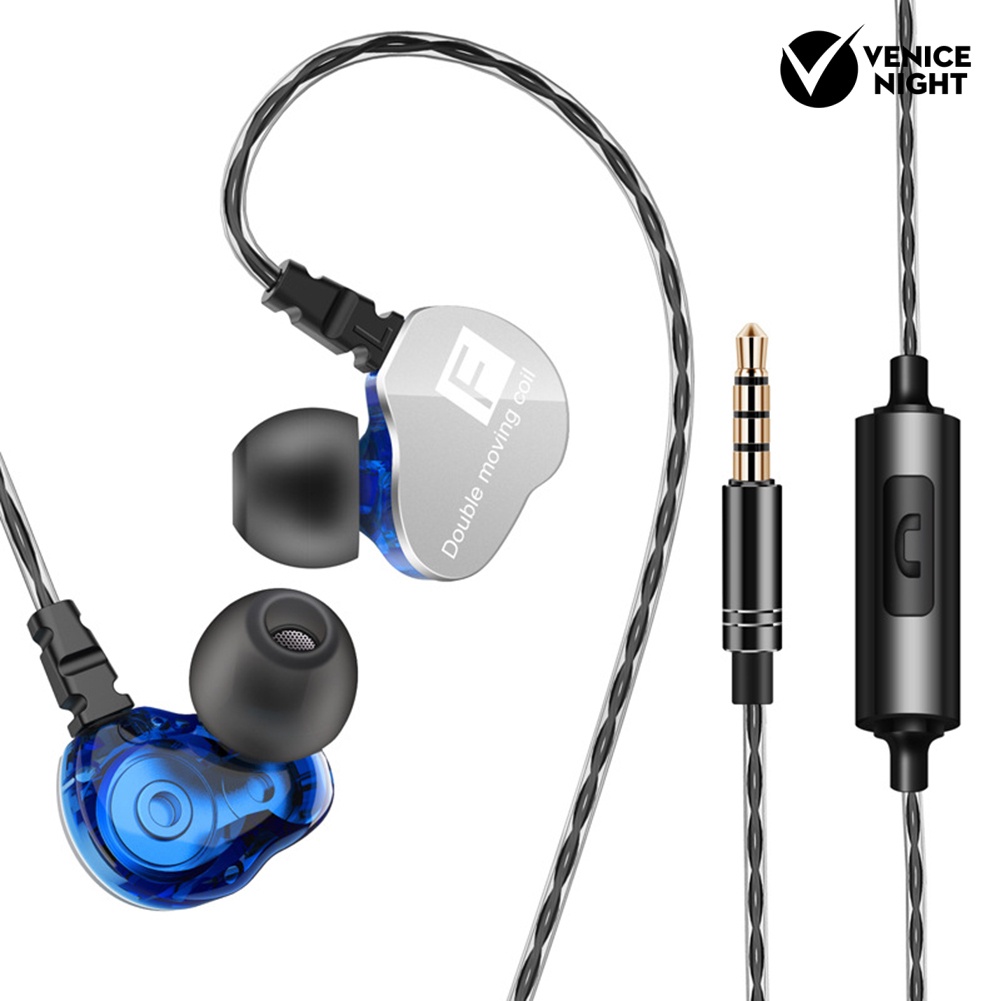 (VNEP) (Berkabel) QKZ CK9 Dual Moving Coil Heavy Bass HiFi Mikrofon Earphone Olahraga In-ear