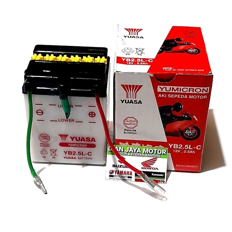 AKI YUASA YB2.5 2.5 AMPER KIT HONDA GL MAX GLPRO 12 VOLT AKI BASAH AKI GM2.5-3C YB2.5L-C AKI MOTOR Y