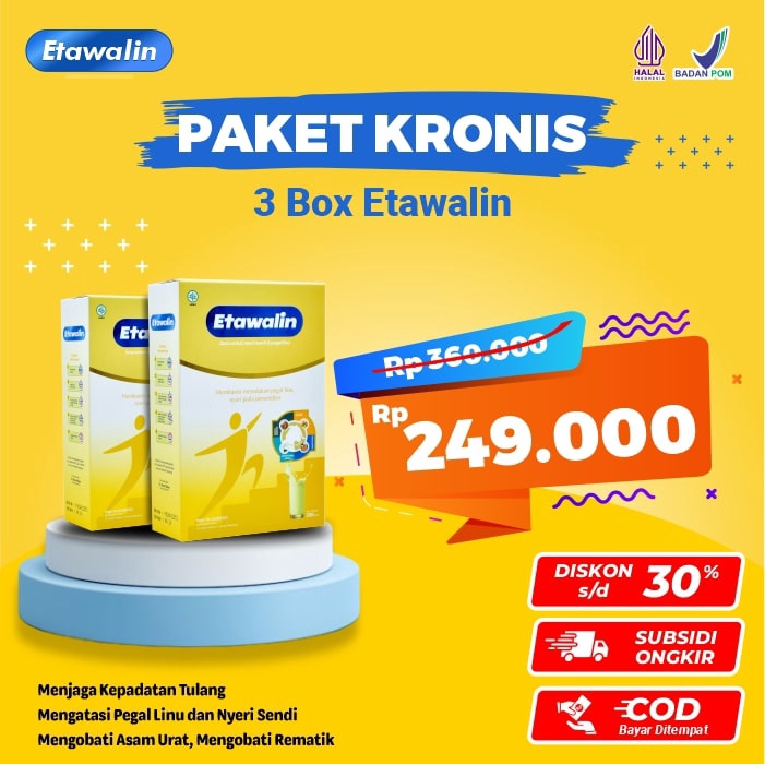 

PAKET 3 BOX ETAWALIN - Paket Sembuh Radang Sendi Nyeri Tulang Cegah Osteoporosis Osteoartritis Pengeroposan Tulang Susu Kambing