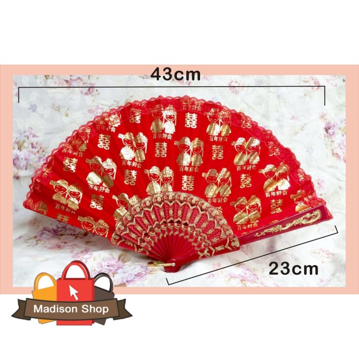 Kipas Double Happiness Dekorasi Kipas Shuangshi Kawin Kipas Pengantin Kipas Merah Penganten Wedding China Harga Grosir