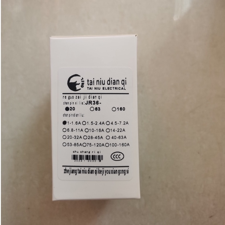 JR36-20 1-1.6A Thermal Overload Relay Protector  Termurah