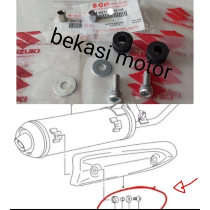 karet baut cover knalpot suzuki spin skywave hayate skydrive nex lets address shogun 125 110 origina