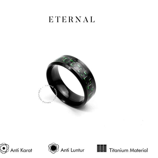 Emrys Premium Ring ETERNAL Real Titanium Anti Karat Cincin Titanium Pr - 7, Green