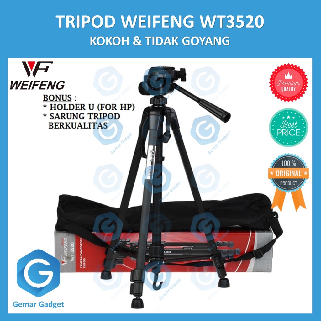 Tripod Weifeng WT3520 ORIGINAL DSLR Kamera HP Smartphone