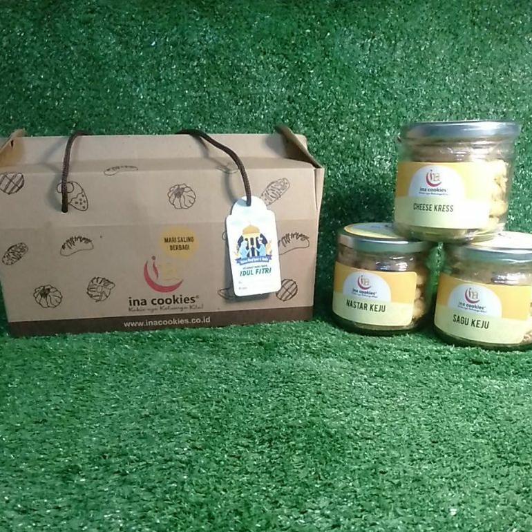 

Ina Cookies Paket Hampers isi 3 Toples Jar-Free Kartu Ucapan